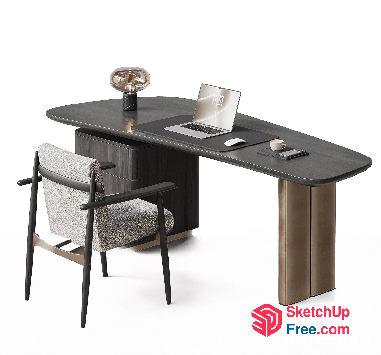 Modern Office Workspace With Sleek Furniture And Lighting 3D SketchUp File
