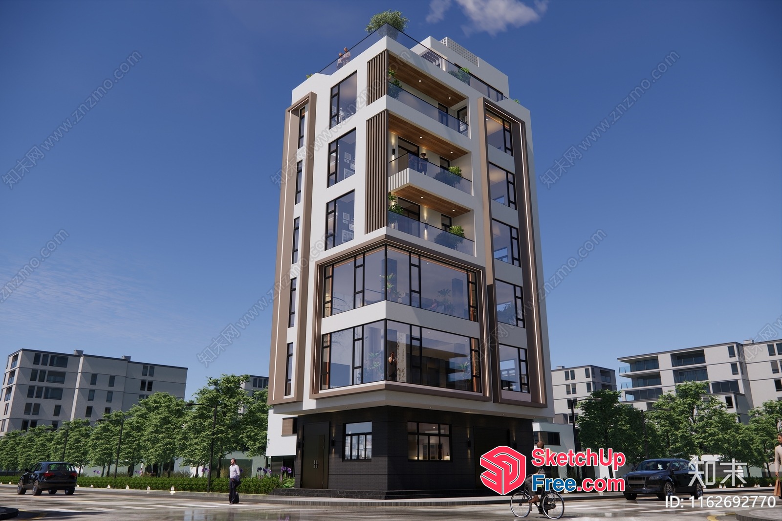 Modern Glass Curtain Wall Building Exterior 3D SketchUp File