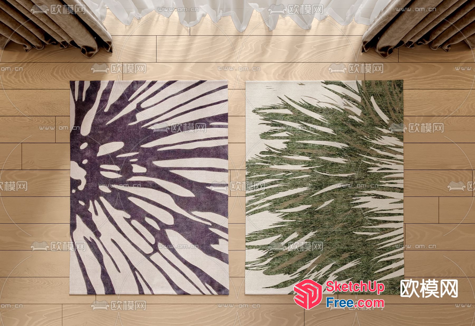 Two Rugs With Distinctive Patterns 3D SketchUp File