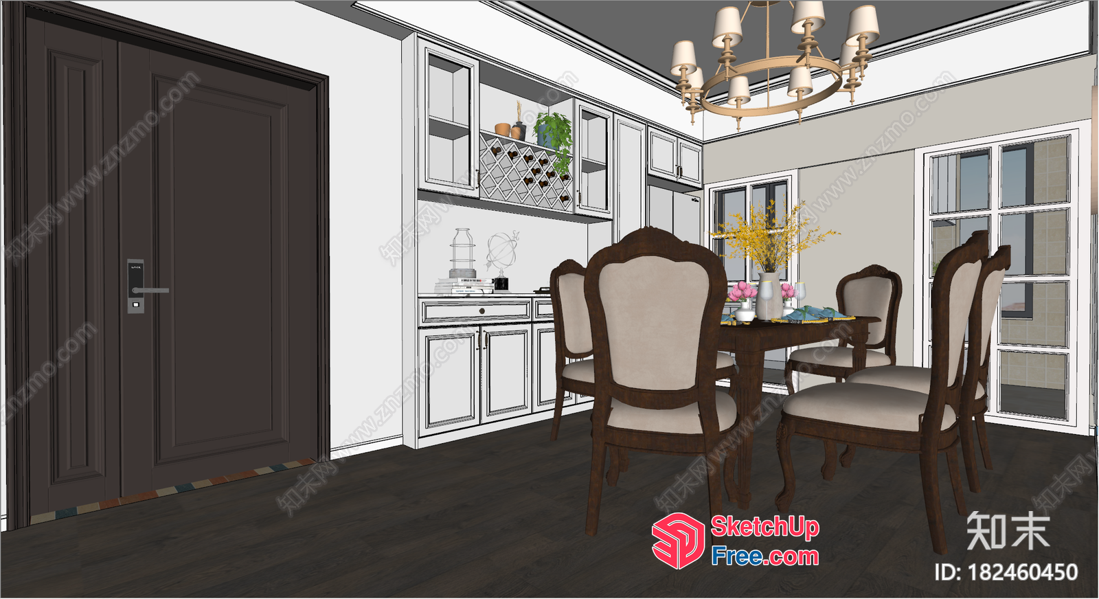 Elegant Dining Room With Classic Furniture 3D SketchUp File