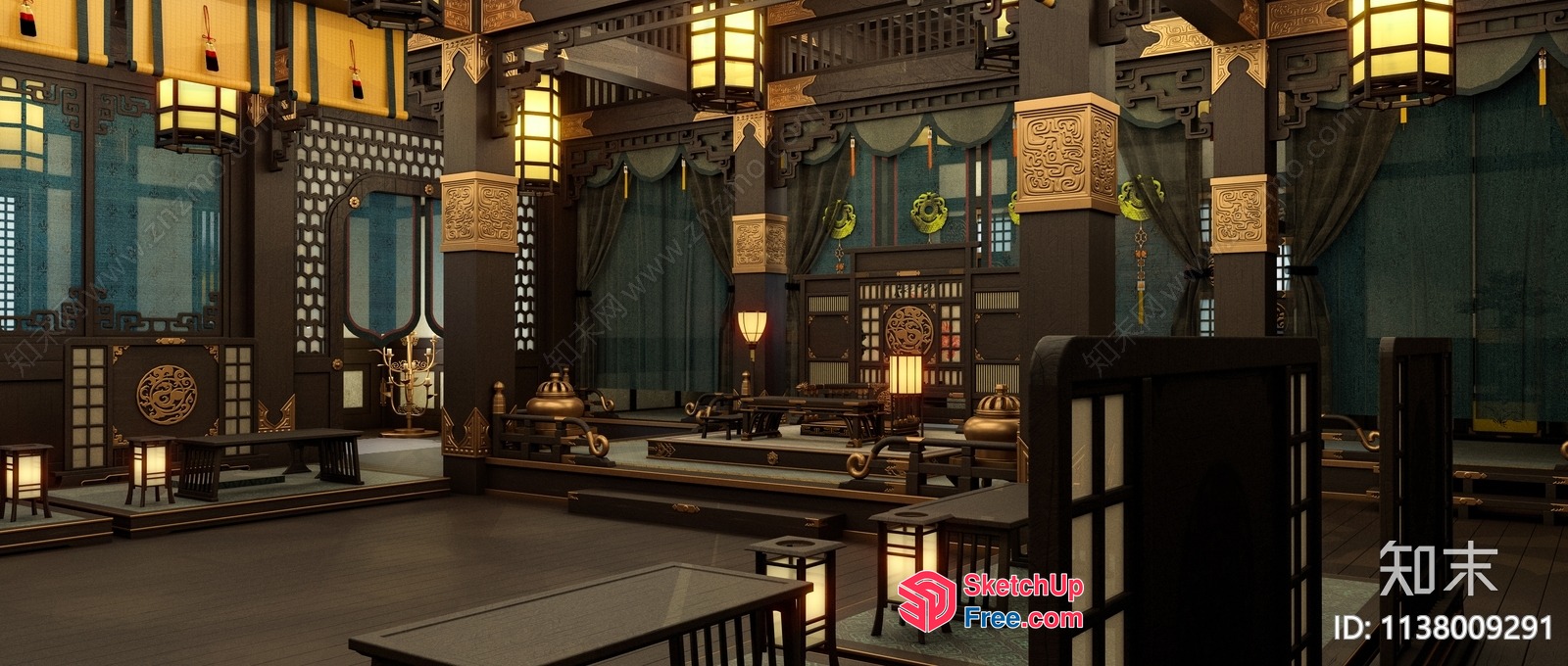 Traditional Asian-Inspired Interior 3D SketchUp File
