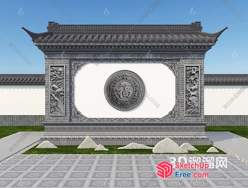 Traditional Asian Architecture Feature 3D SketchUp File