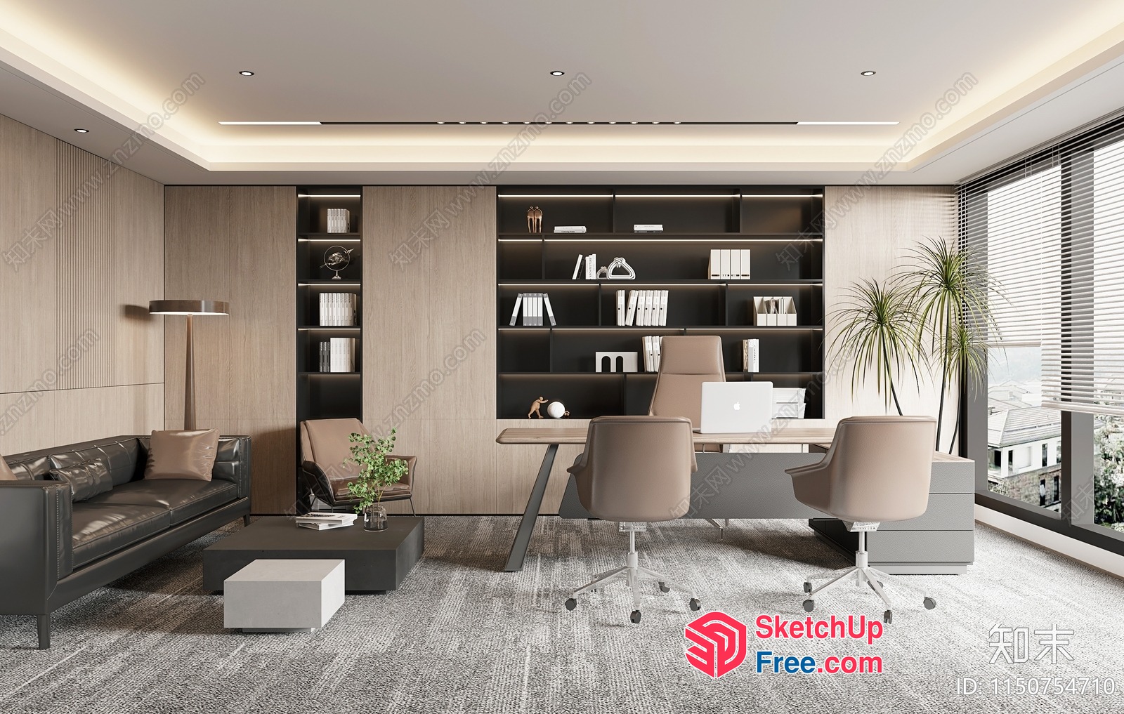Elegant Office Space With Modern Furniture And Natural Light 3D SketchUp File