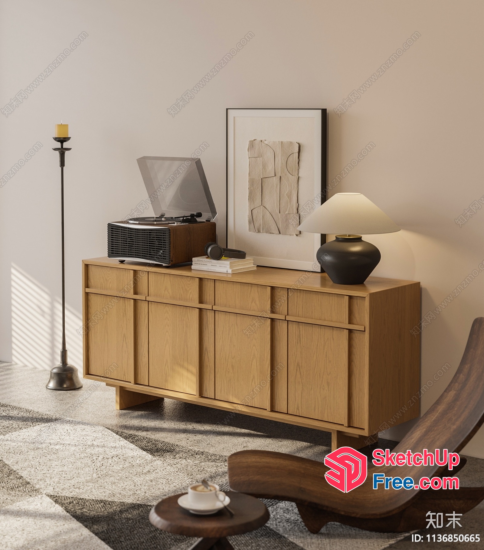Minimalist Living Room With Wood Accents And Modern Furniture 3D SketchUp File