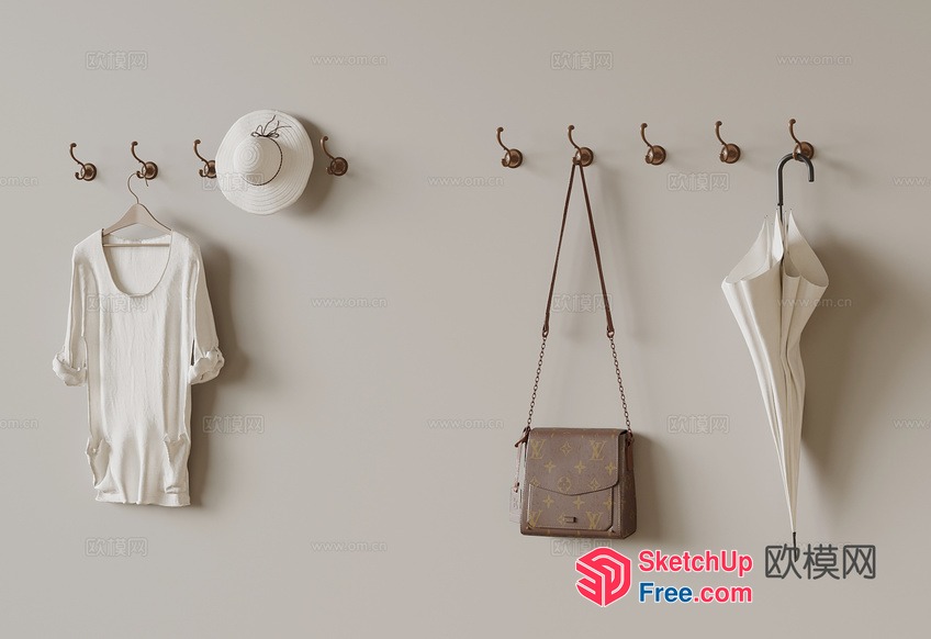 Simple Elegant Wall Decor With Clothing And Accessories 3D SketchUp File