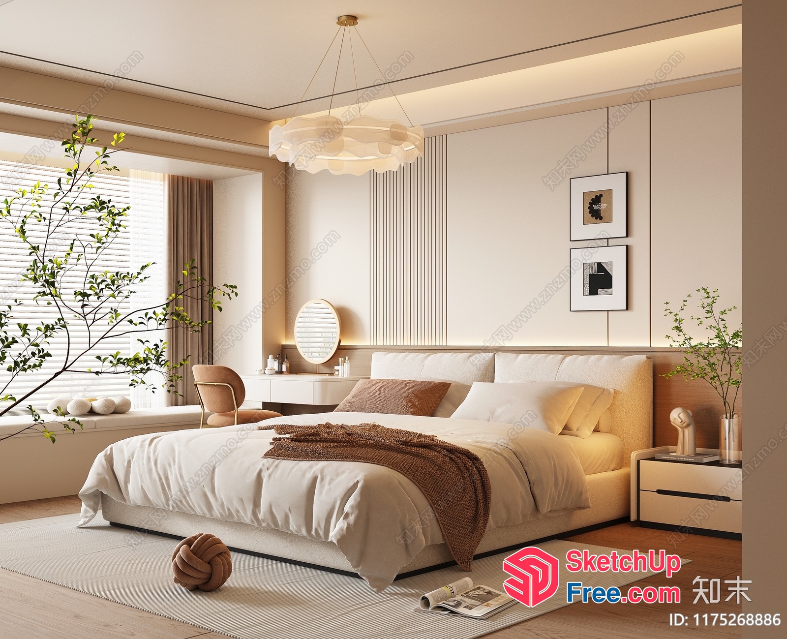 Elegant Minimalist Bedroom With Natural Light 3D SketchUp File