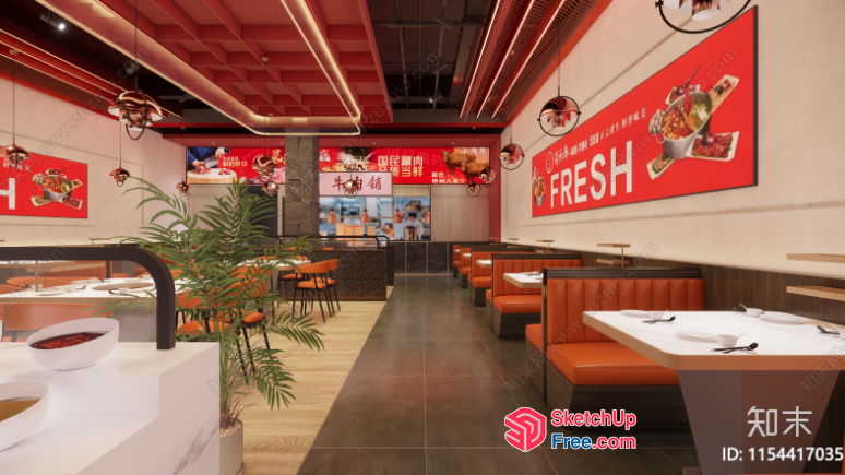 Modern Restaurant Interior With Fresh And Vibrant Decor 3D SketchUp File