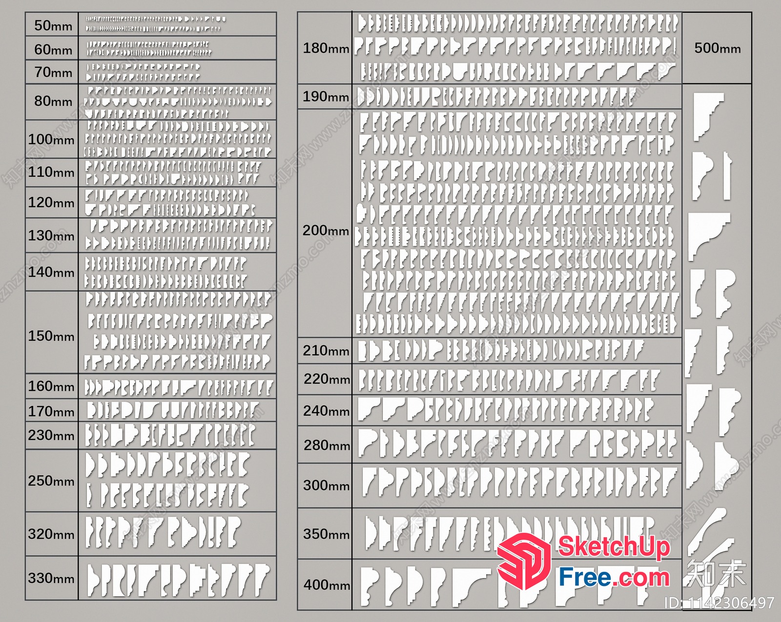 Moulding Profile Chart 3D SketchUp File
