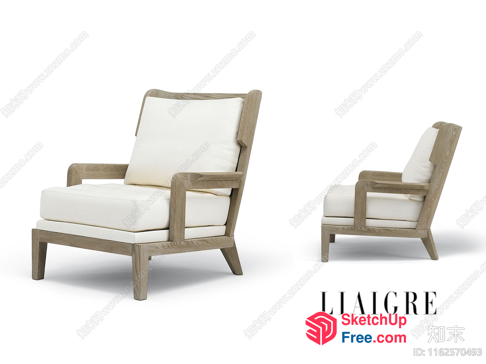 Modern Minimalist Wood Accent Chair 3D SketchUp File