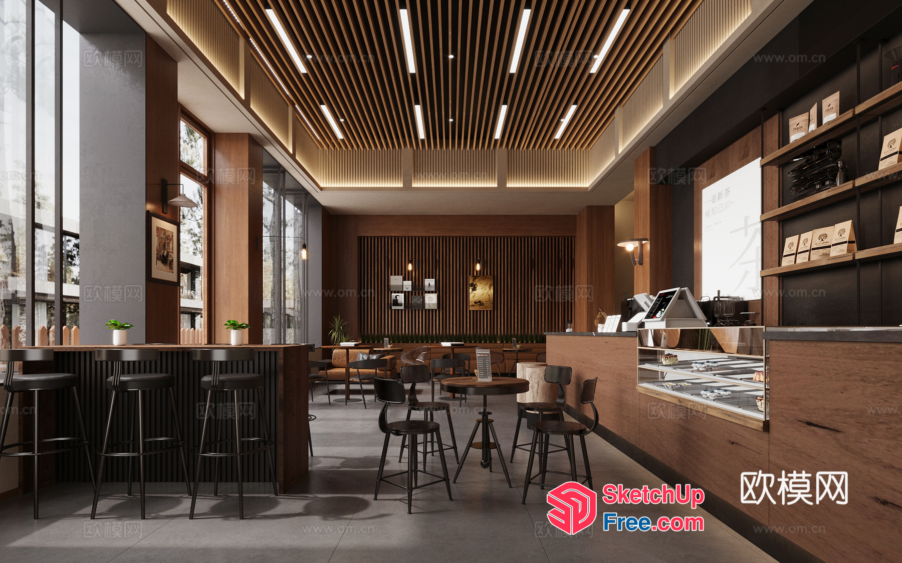 Modern Coffee Shop Interior Design 3D SketchUp File