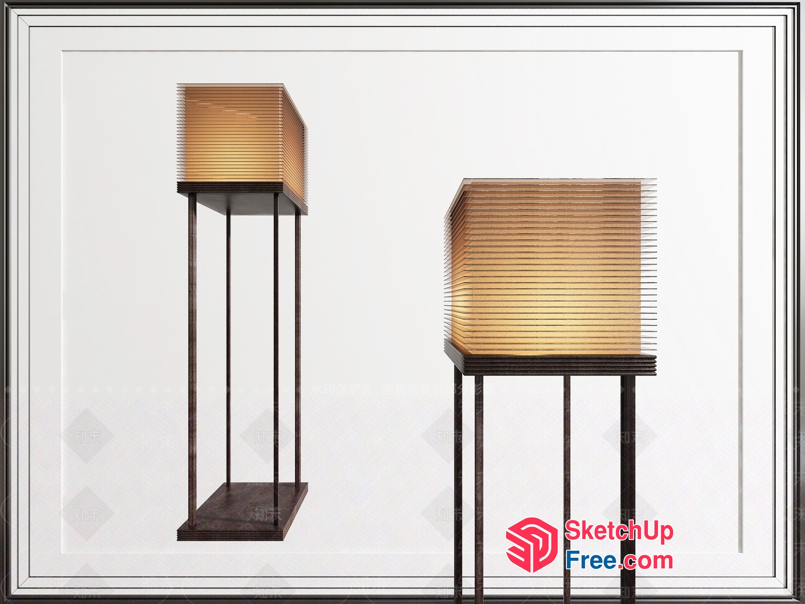 Elegant Japanese-Style Table Lamps 3D SketchUp File