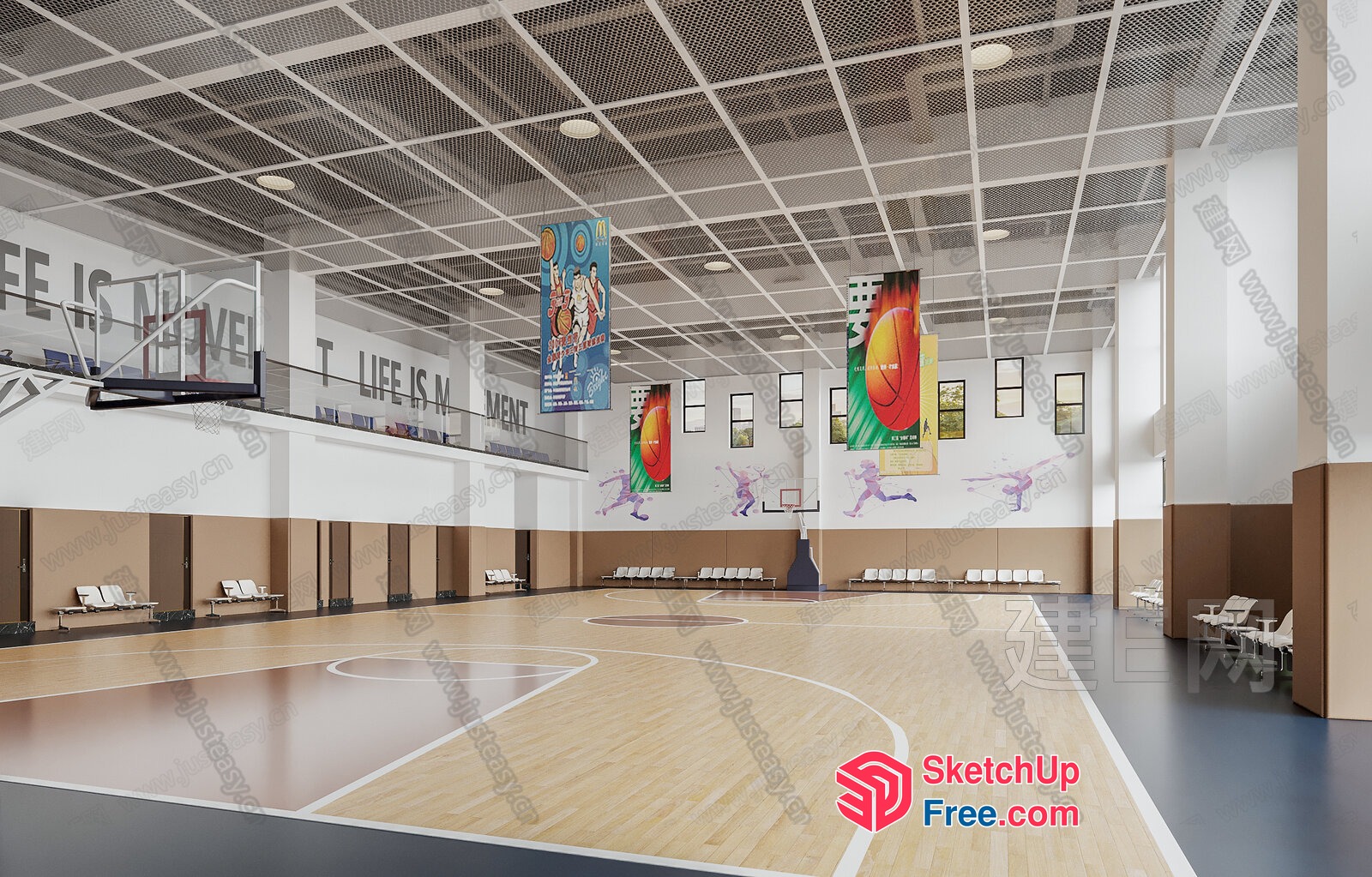 Basketball Court Interior 3D SketchUp File