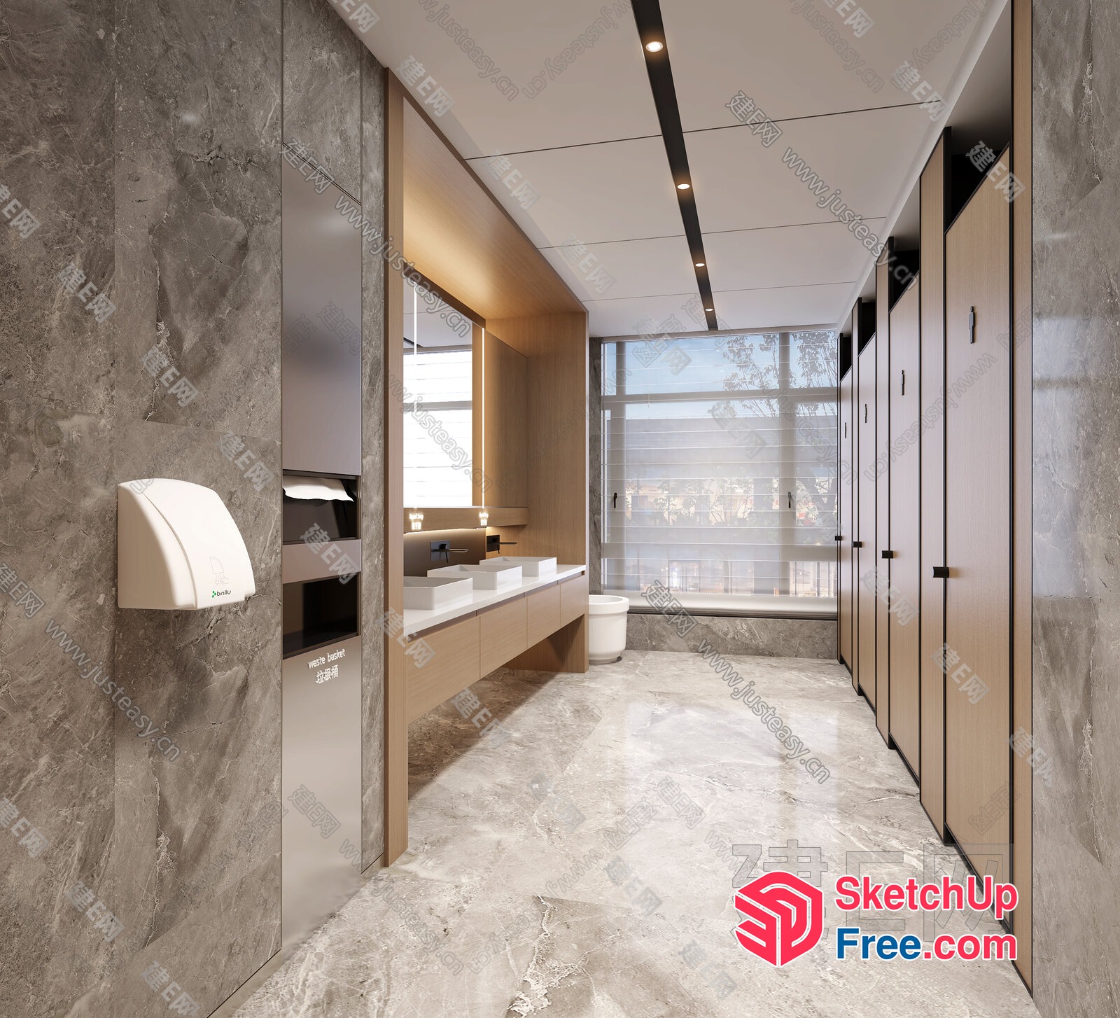 Modern Bathroom Interior With Natural Light 3D SketchUp File