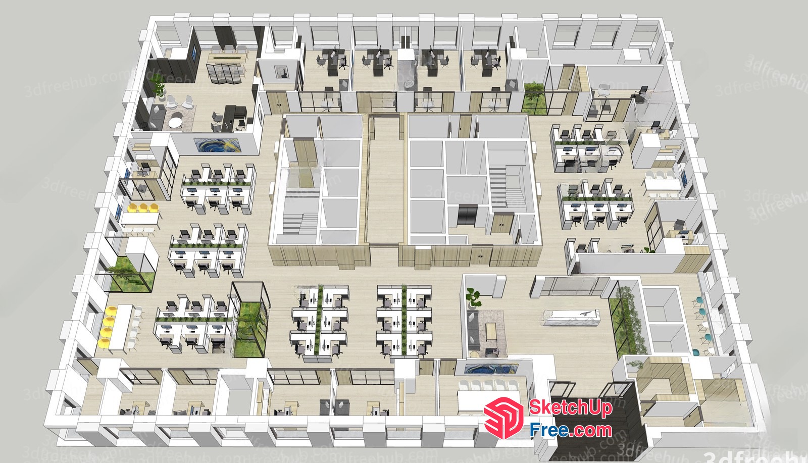 Modern Office Building Plan 3D SketchUp File