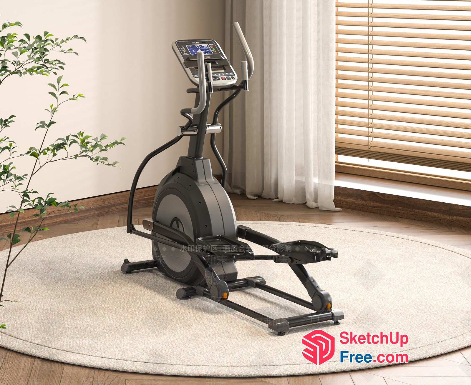 Home Gym Equipment In A Cozy Living Room Setting 3D SketchUp File