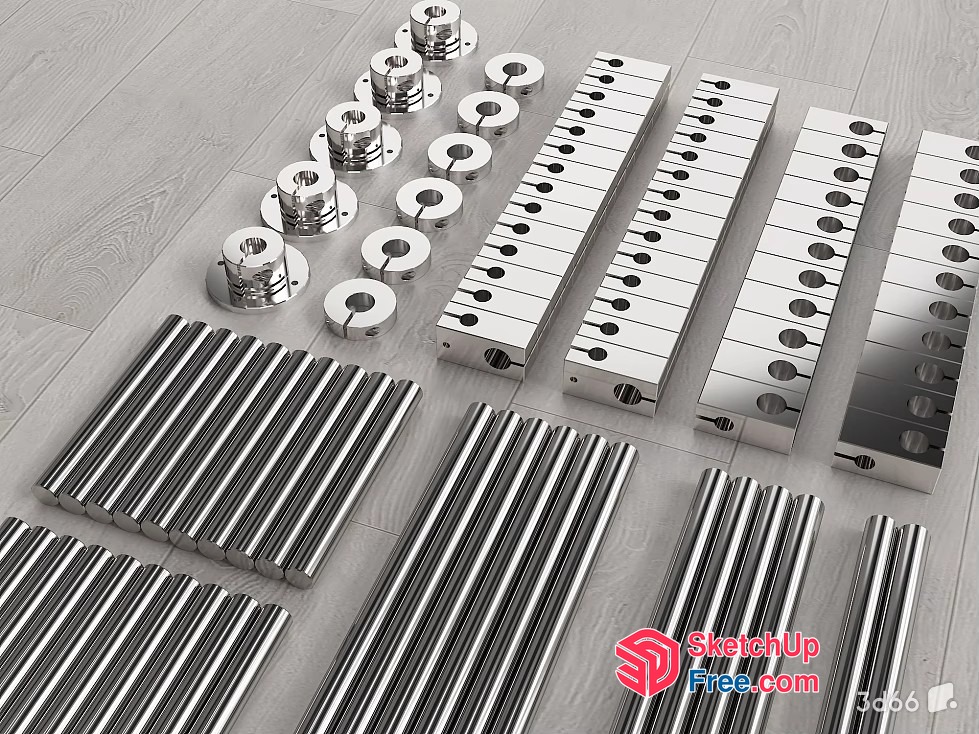 Modern Silver Metallic Furniture And Decor Collection 3D SketchUp File