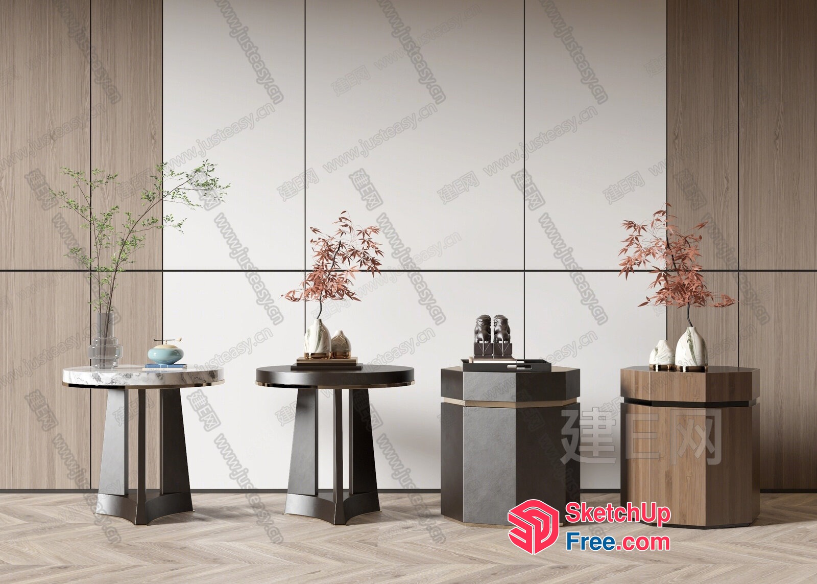 Modern Furniture Arrangement In A Neutral-Toned Room 3D SketchUp File