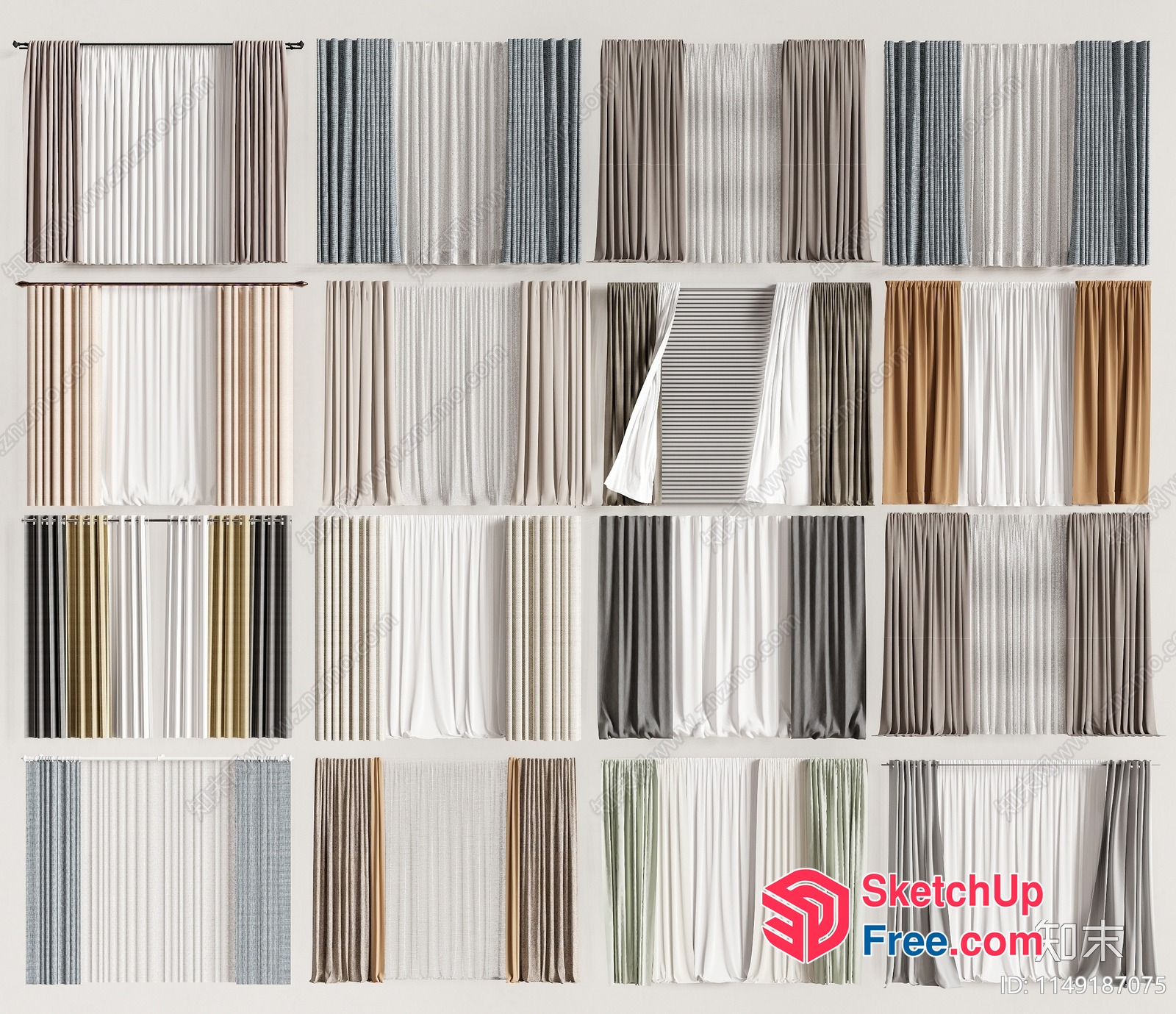 Curtain Collection In Neutral Tones 3D SketchUp File