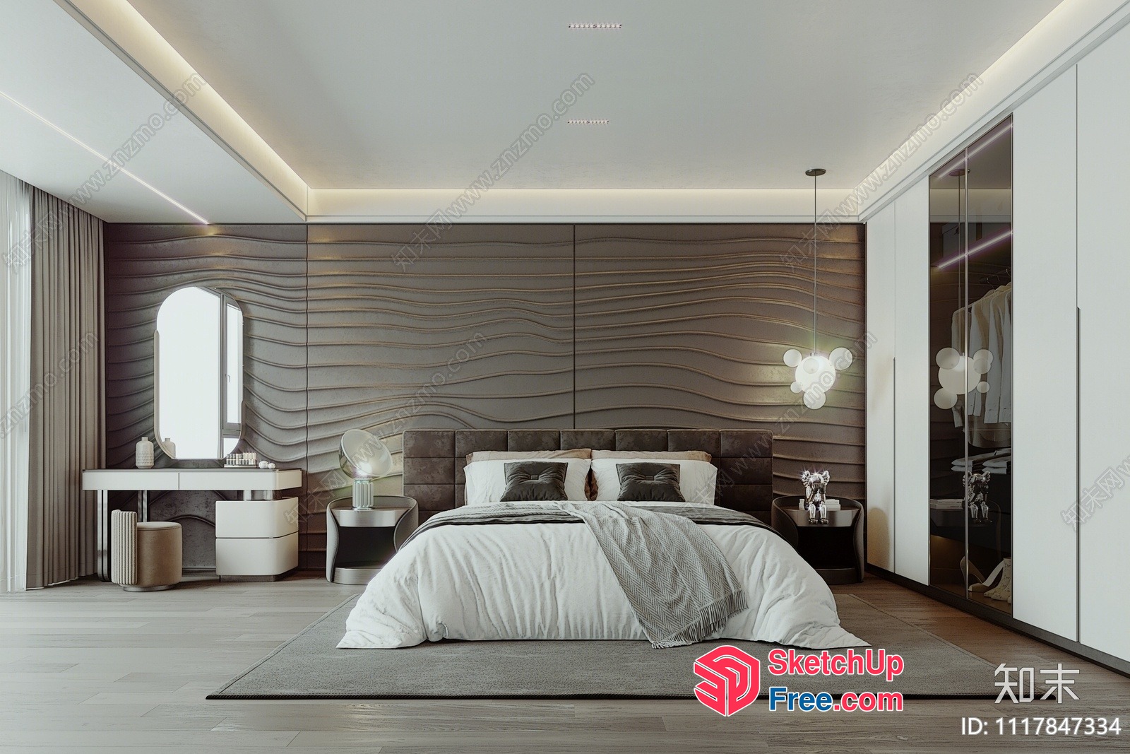 Modern Bedroom With Minimalist Furniture And Natural Light 3D SketchUp File