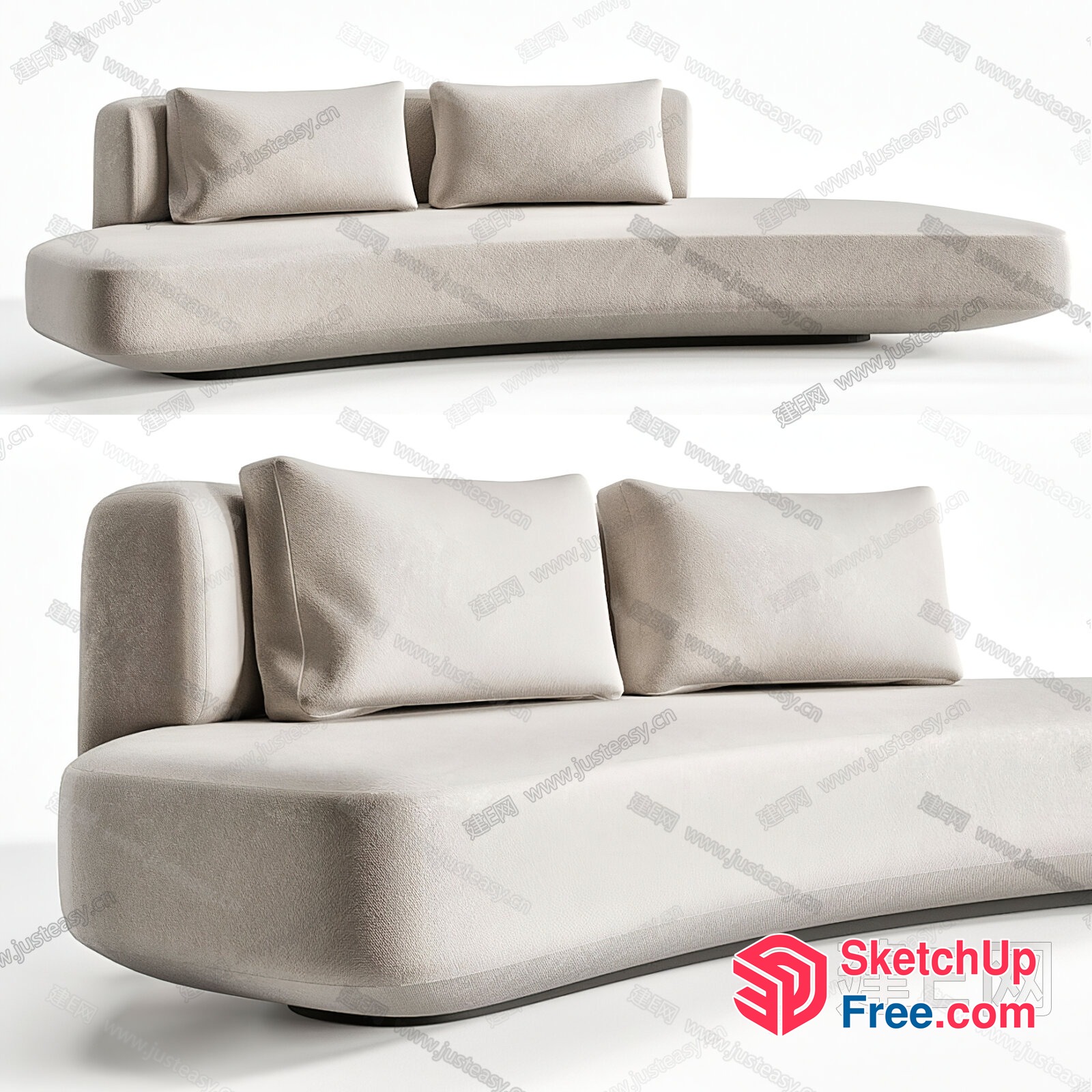 Modern L-Shaped Sofa With Pillows 3D SketchUp File