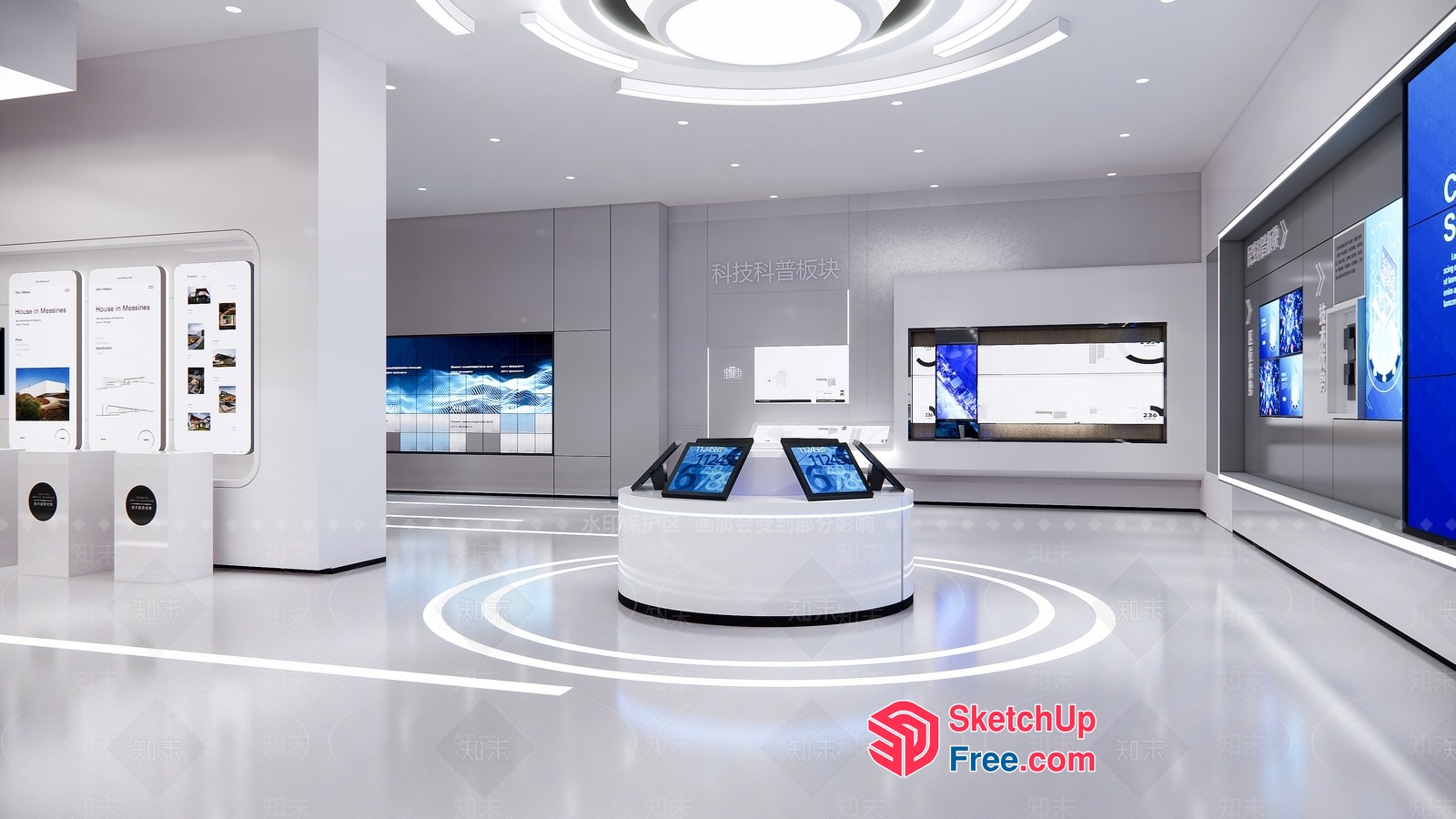 Modern White And Blue Display Room 3D SketchUp File