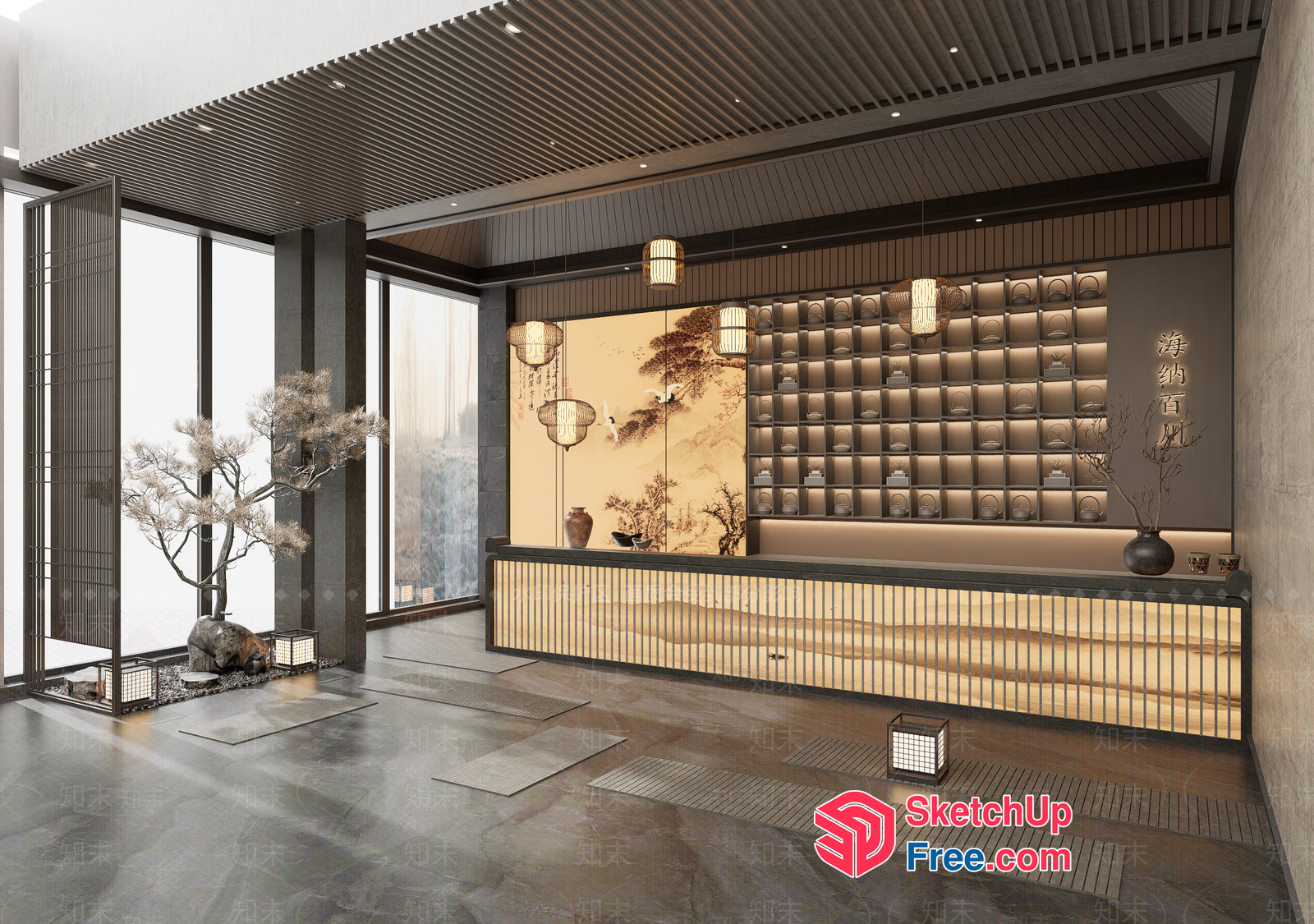 Japanese Style Interior With Natural Light And Decorative Elements 3D SketchUp File