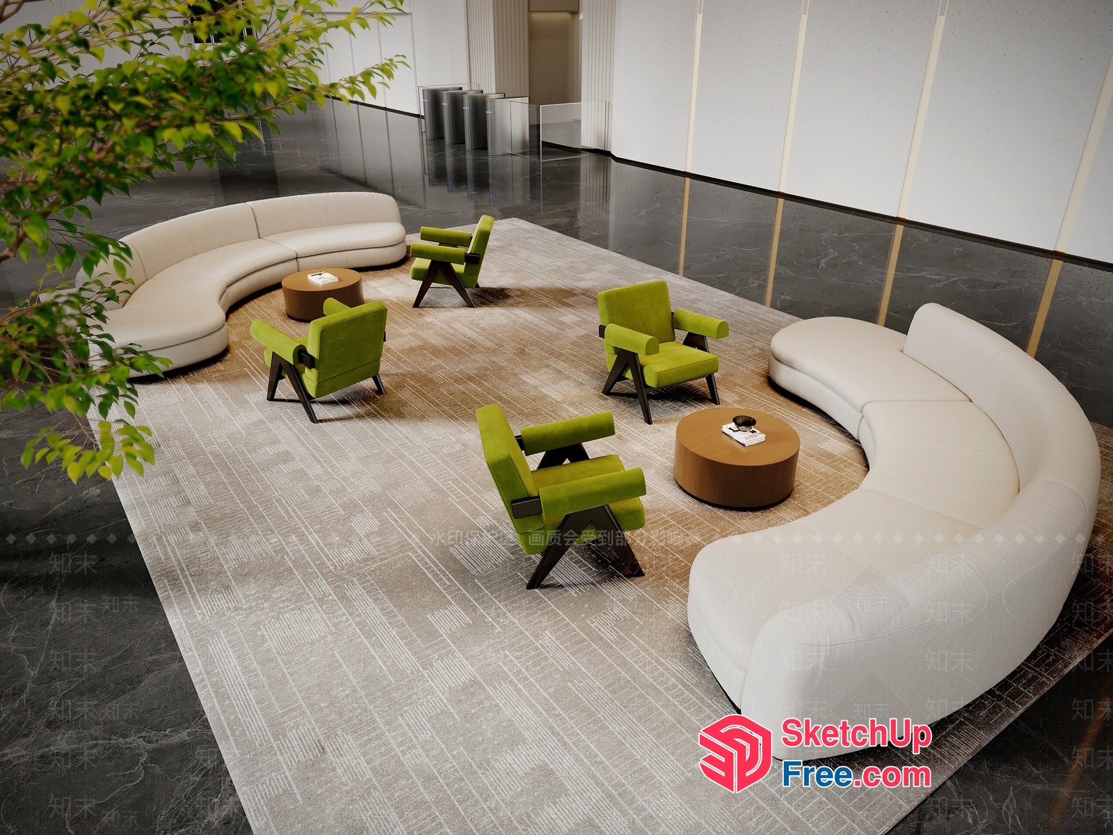 Modern Furniture Arrangement In A Contemporary Space 3D SketchUp File