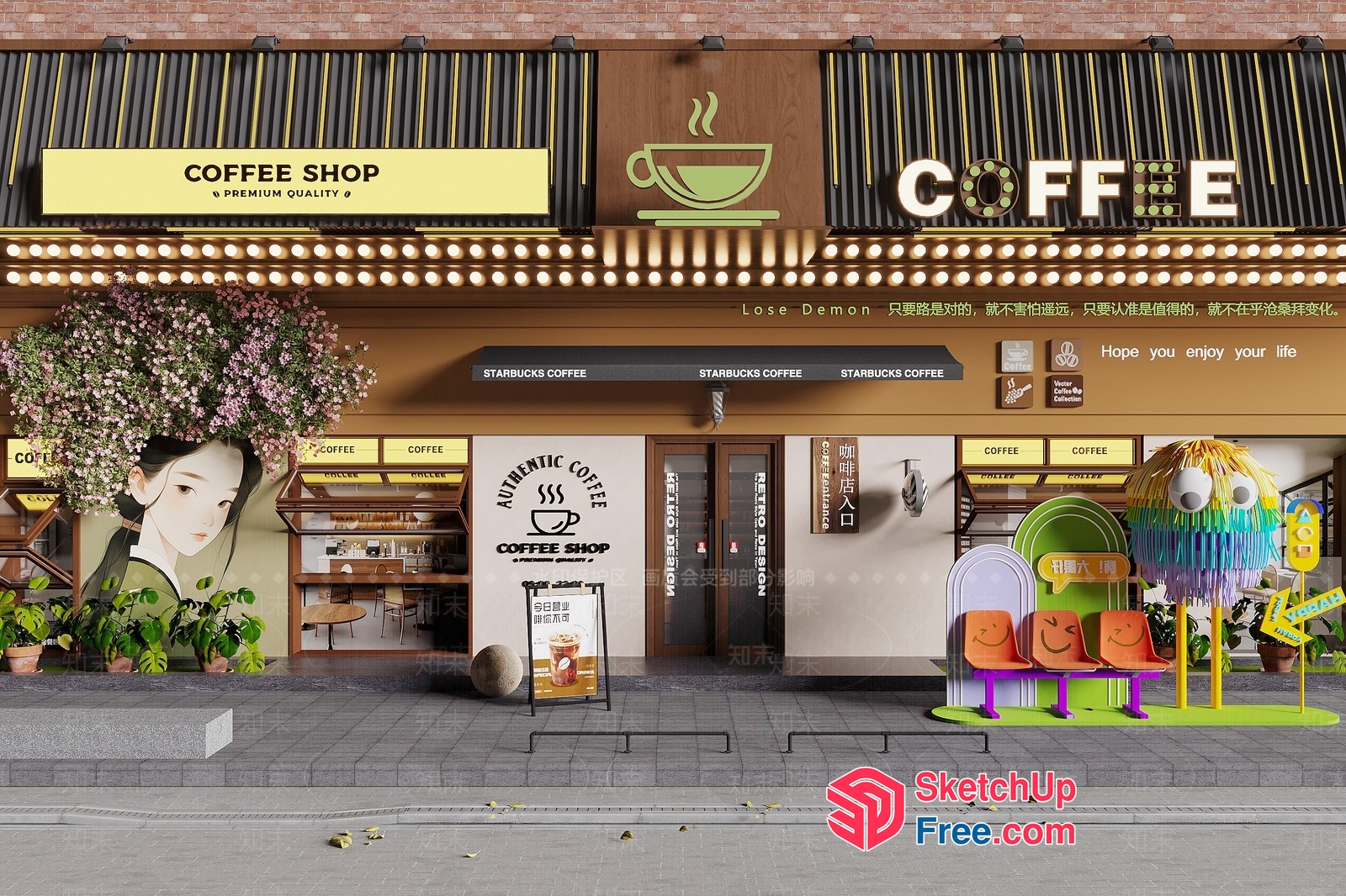 Authentic Coffee Shop 3D SketchUp File