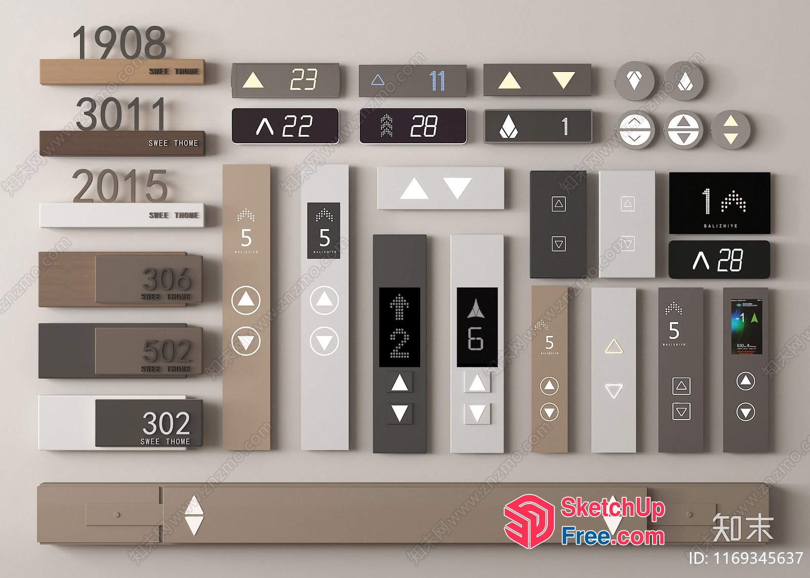 Elevator Control Panel Design Collection 3D SketchUp File
