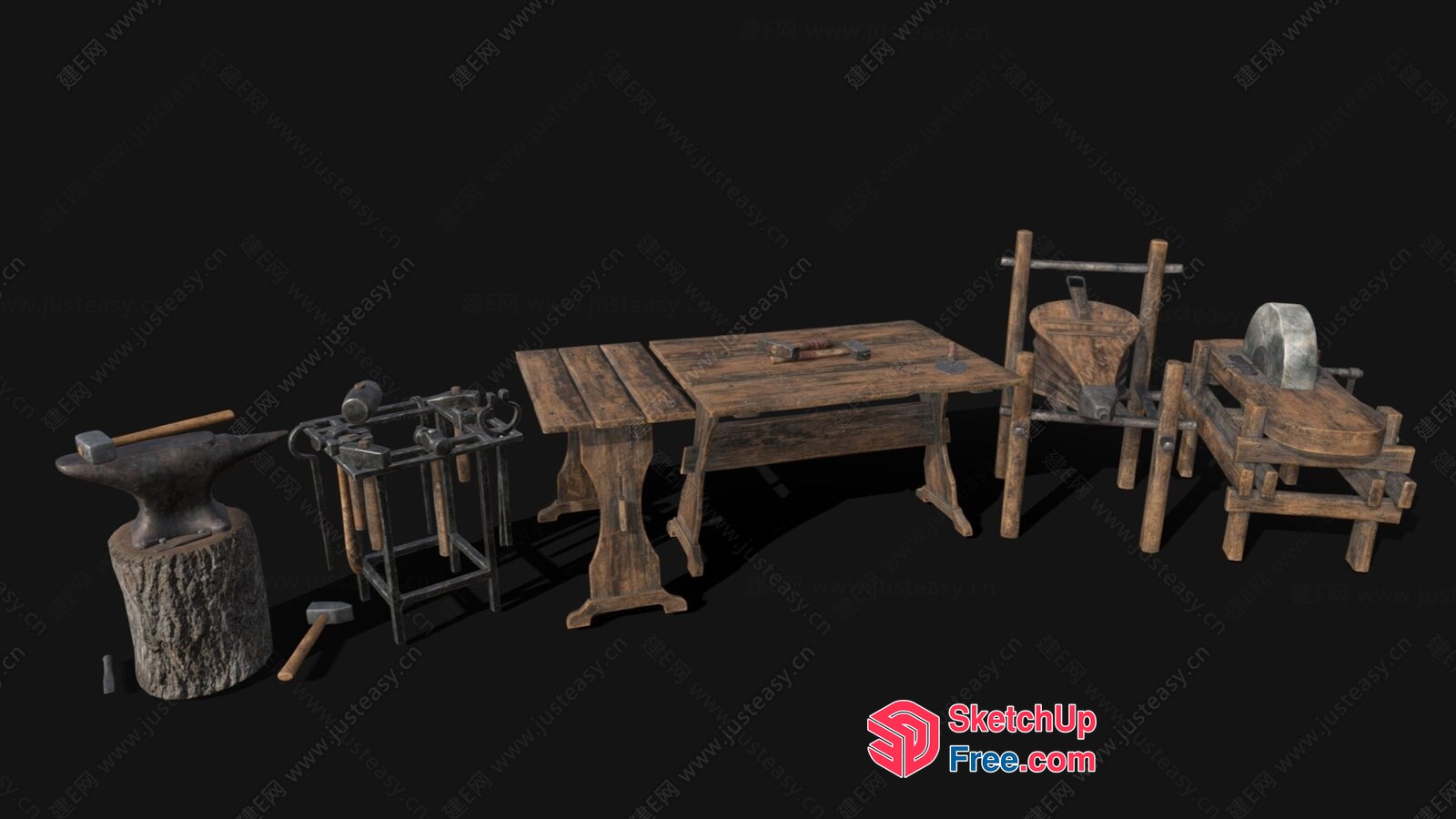 Medieval Blacksmith Workshop 3D SketchUp File