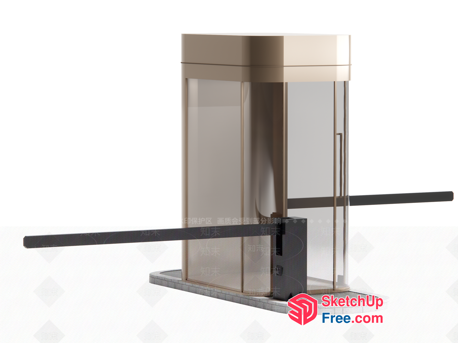 Elevator Stairs With Glass Curtain Wall 3D SketchUp File