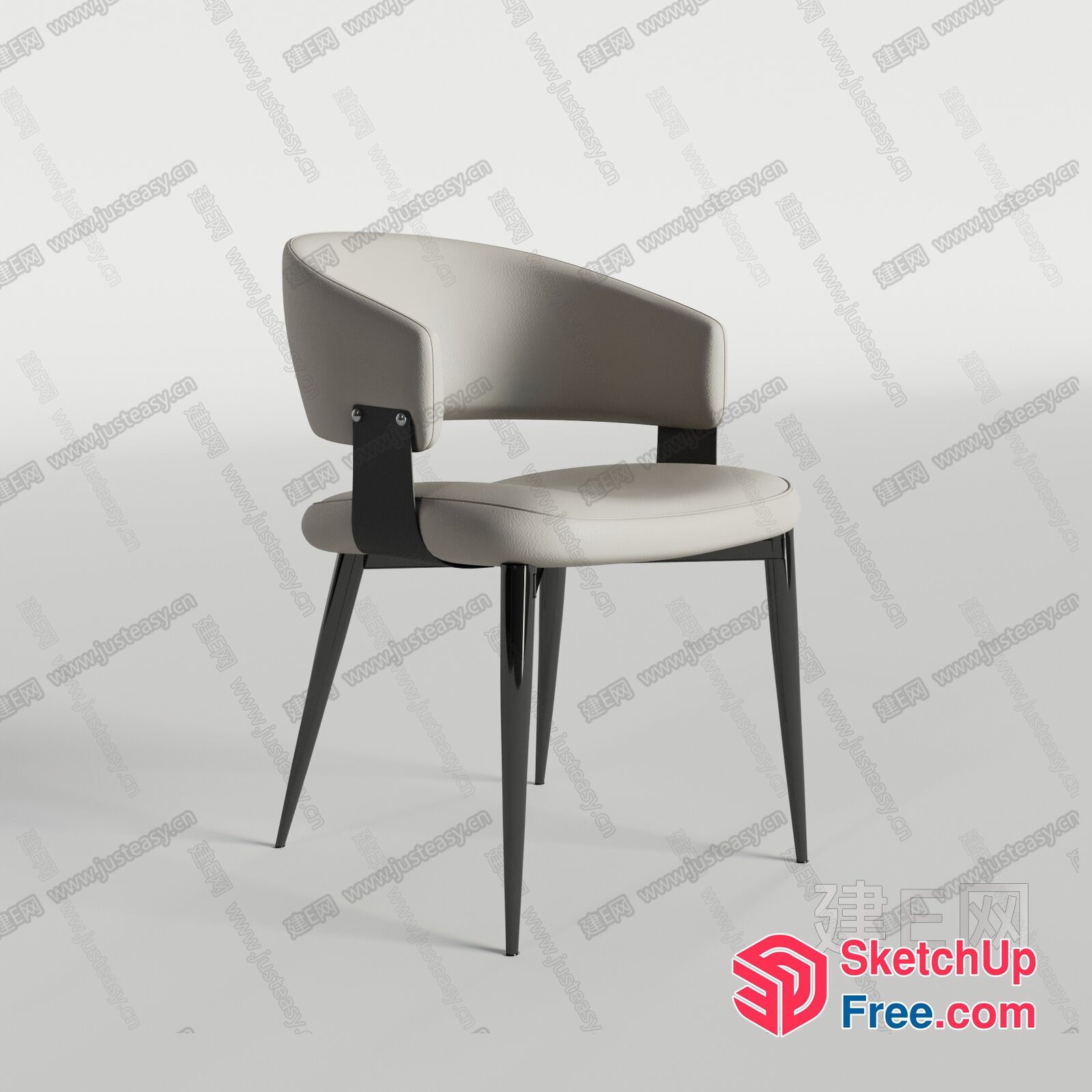 Elegant Grey Leather Dining Chair With Modern Design 3D SketchUp File
