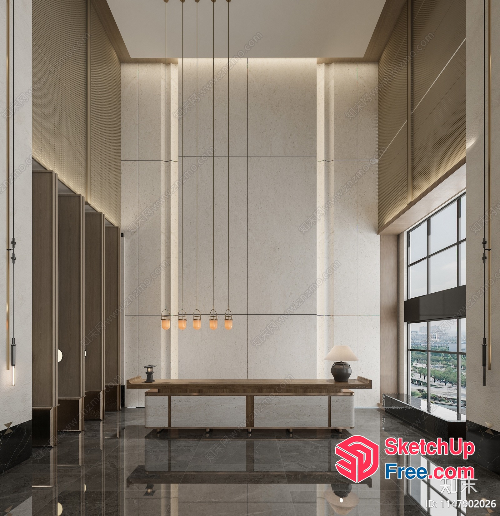 Elegant High Ceiling Interior Design 3D SketchUp File