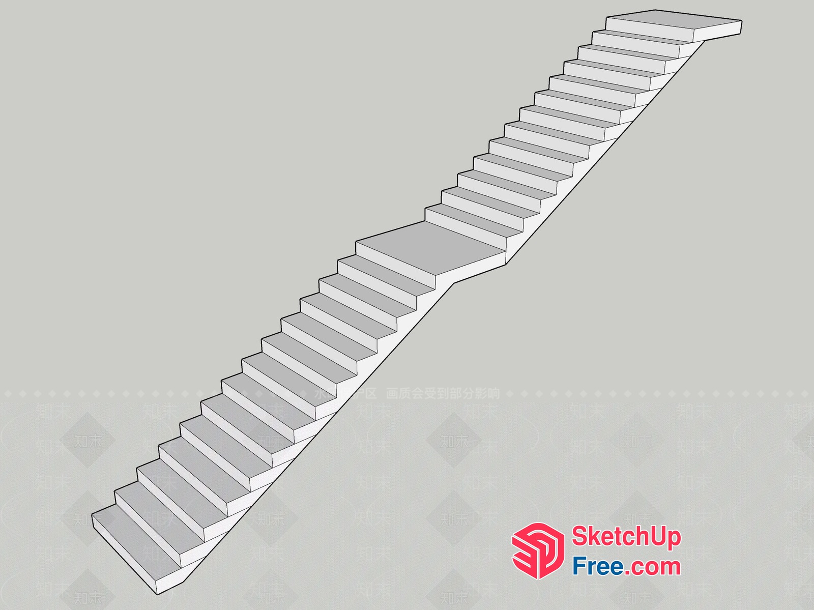 Long Staircase With Multiple Levels 3D SketchUp File
