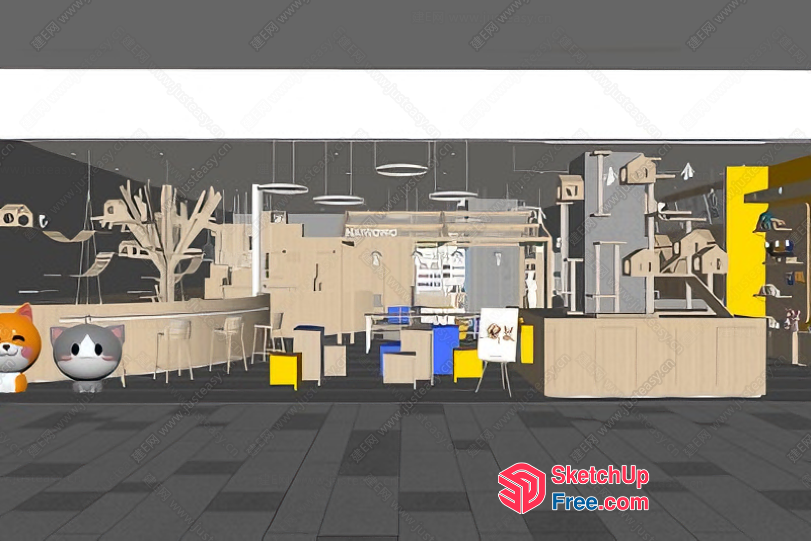 Modern Minimalist Cat Cafe 3D SketchUp File