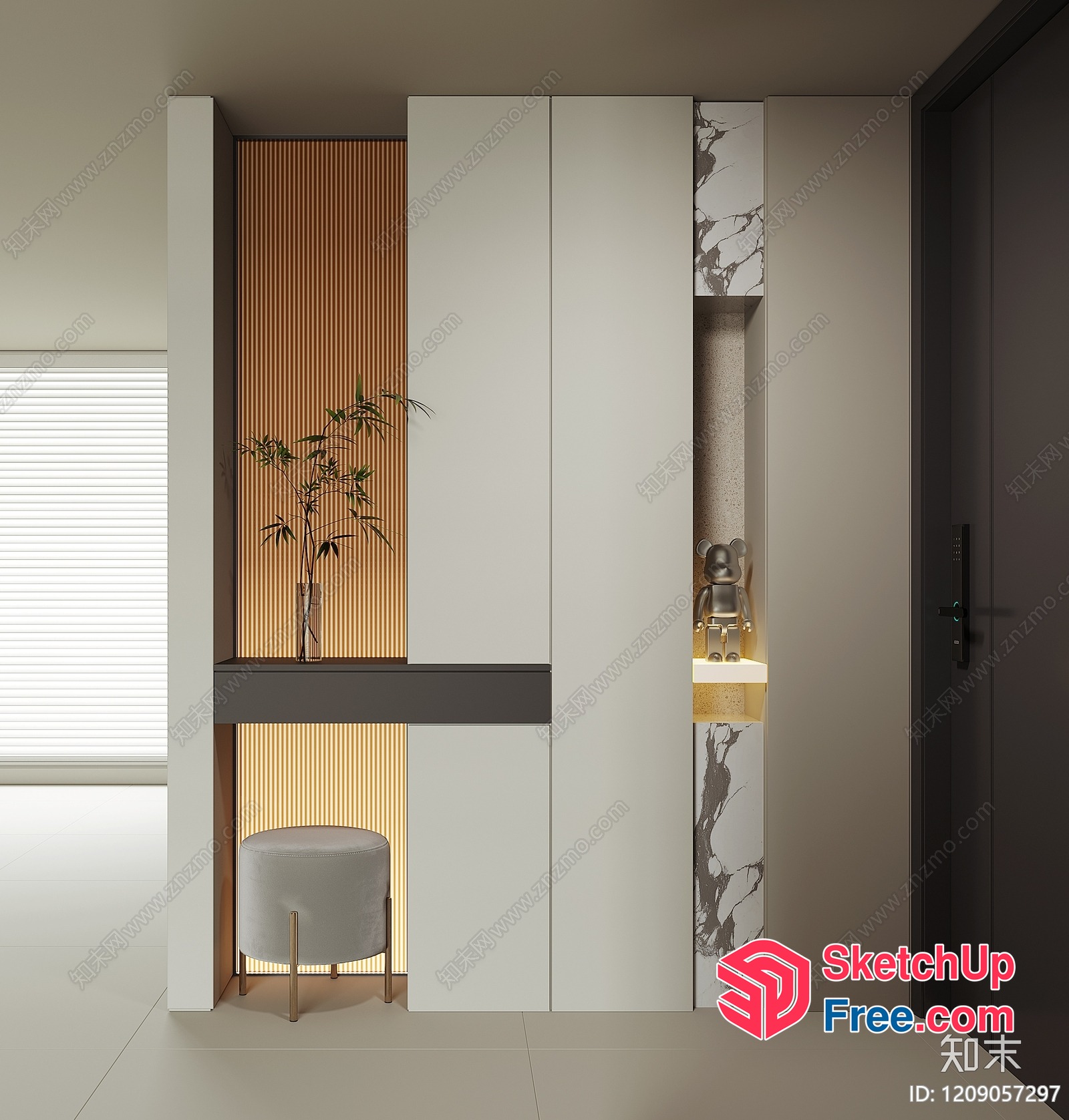 Modern Minimalist Bathroom Decor With Marble Accents 3D SketchUp File