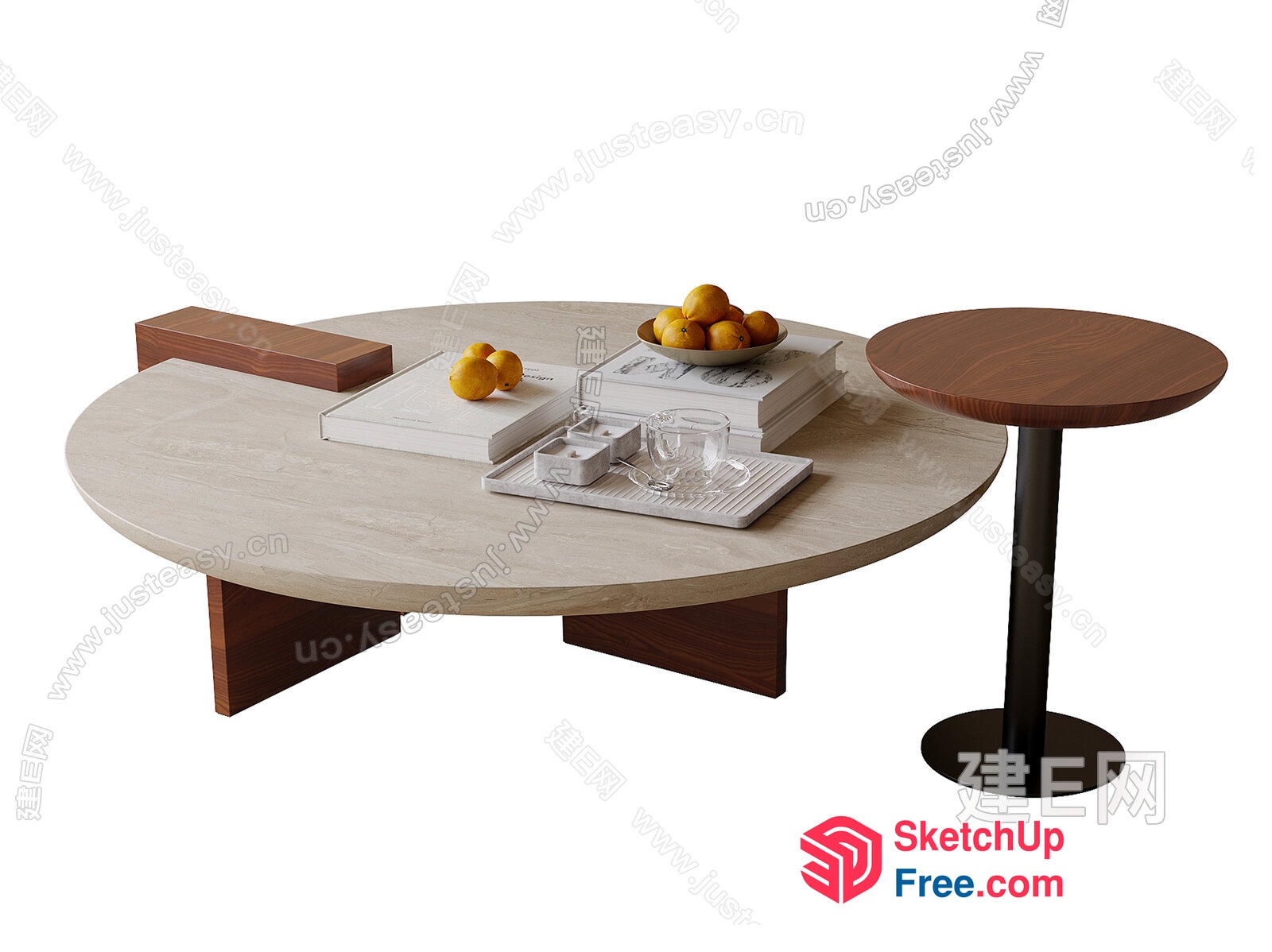 Round Coffee Table With Stools And Fruit 3D SketchUp File