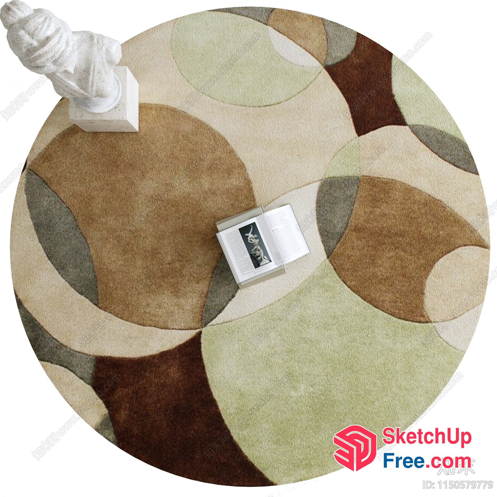 Round Rug With Earthy Tones And Abstract Design 3D SketchUp File