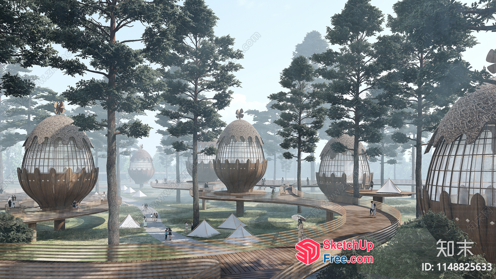 Futuristic Treehouse Village 3D SketchUp File