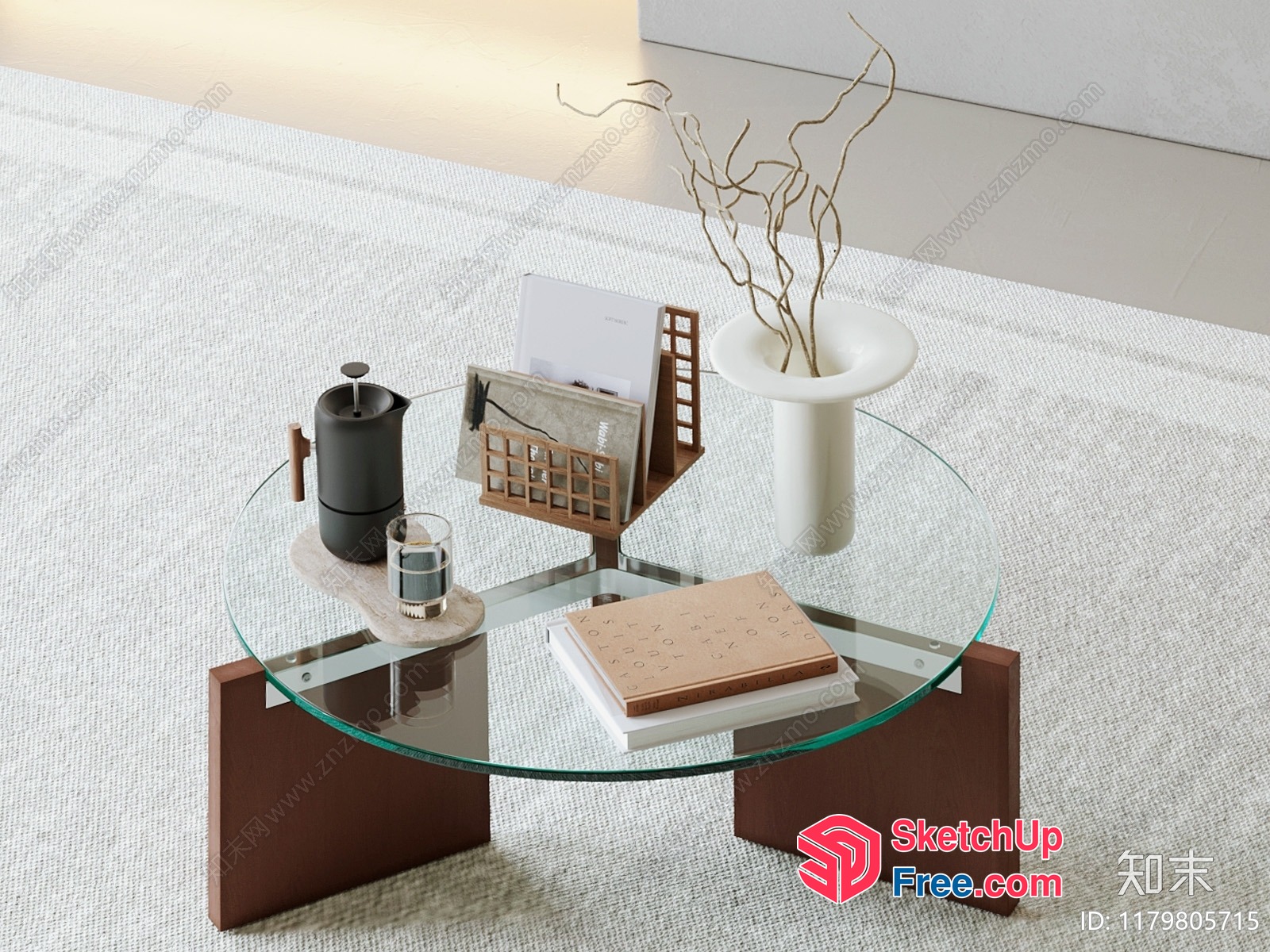 Modern Minimalist Living Room Coffee Table Decor 3D SketchUp File