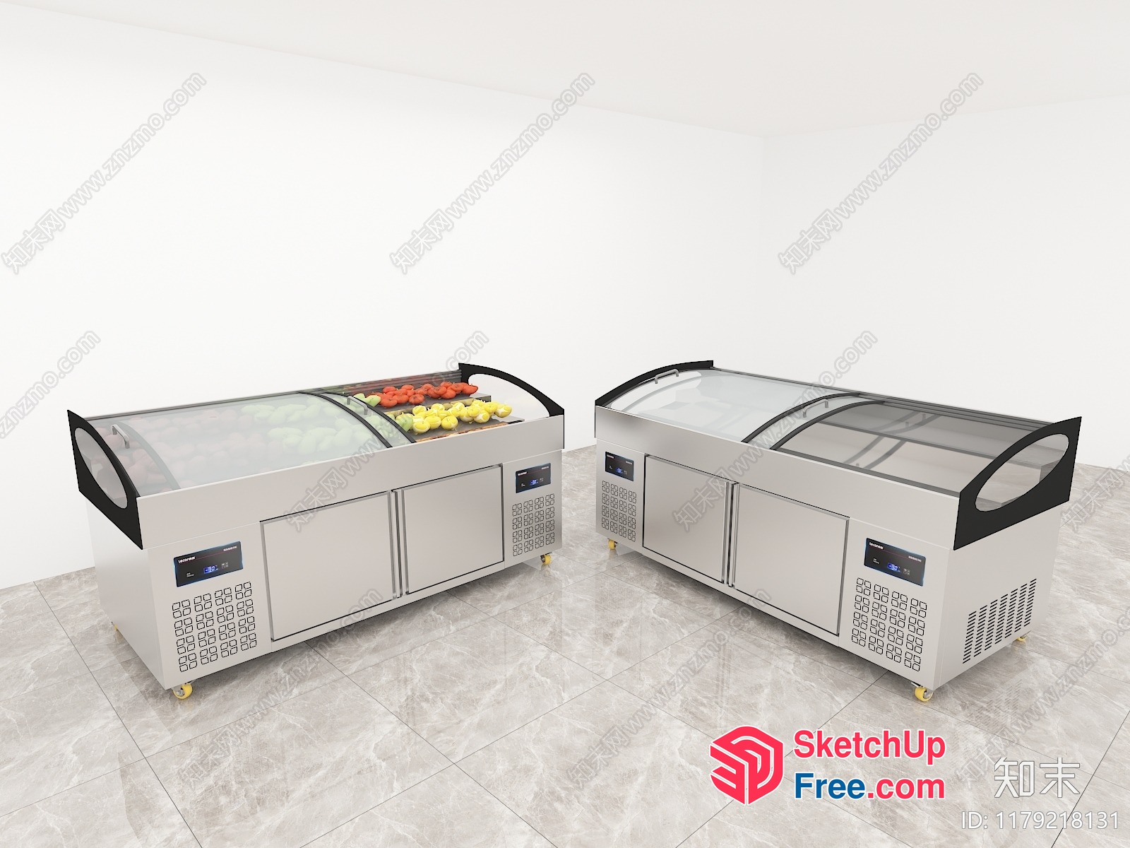 Two Large Refrigerated Display Cases For Fresh Produce 3D SketchUp File