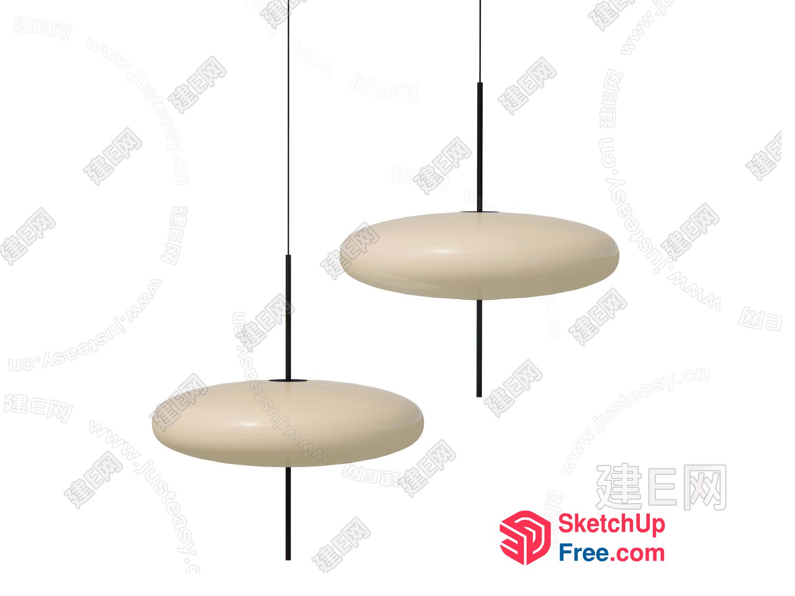 Two Creamy Style Hanging Lights 3D SketchUp File