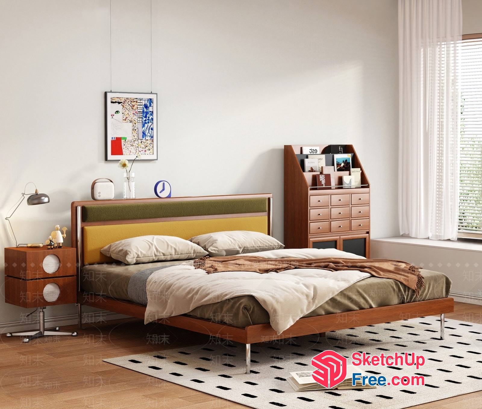 Modern Mid-Century Bedroom Interior 3D SketchUp File