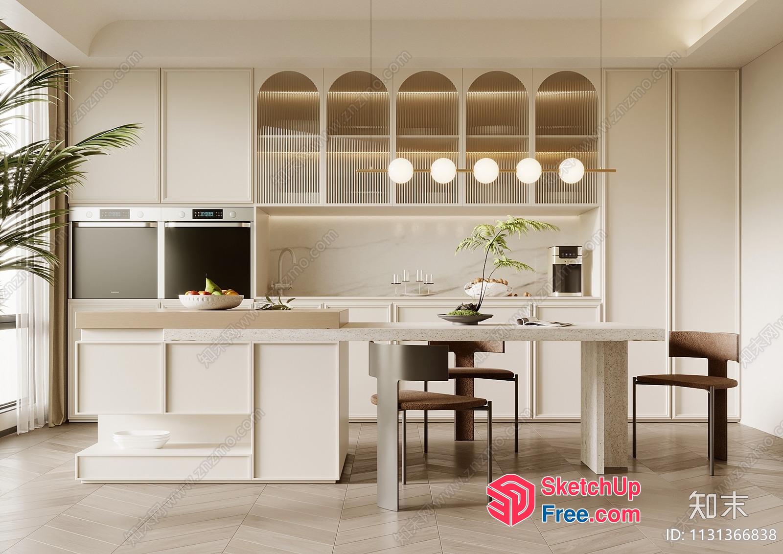 Elegant White Kitchen With Modern Decor 3D SketchUp File
