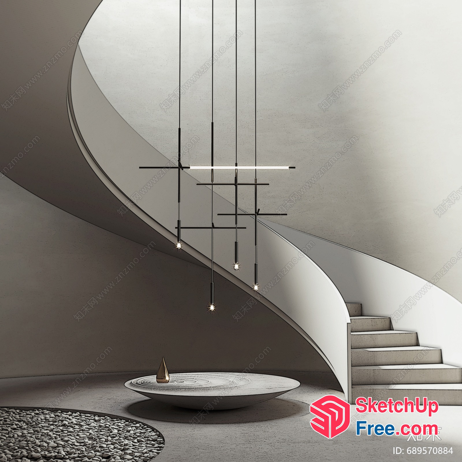 Modern Minimalist Staircase Interior Design 3D SketchUp File