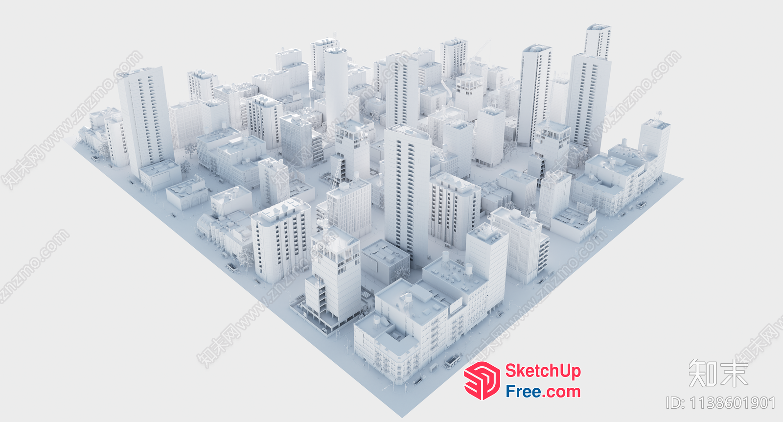 3D White Cityscape 3D SketchUp File