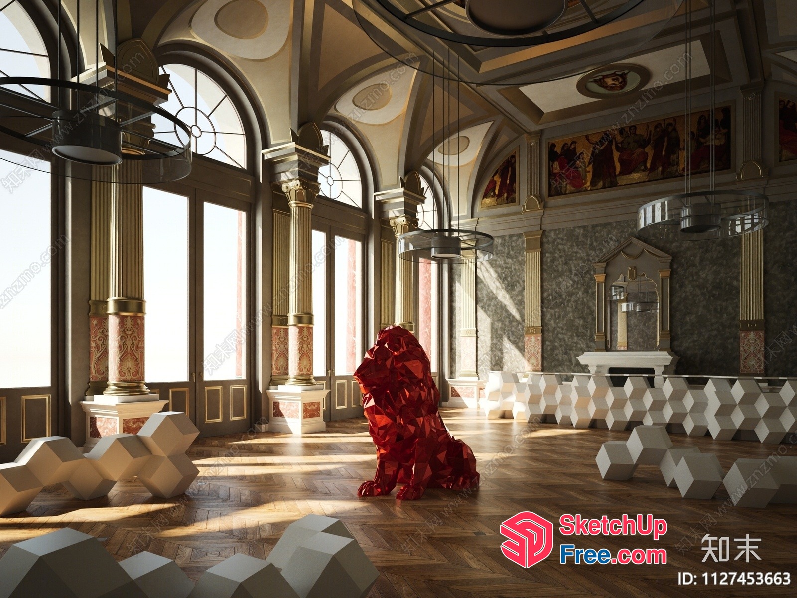 Luxurious Interior With Modern Art Decor 3D SketchUp File