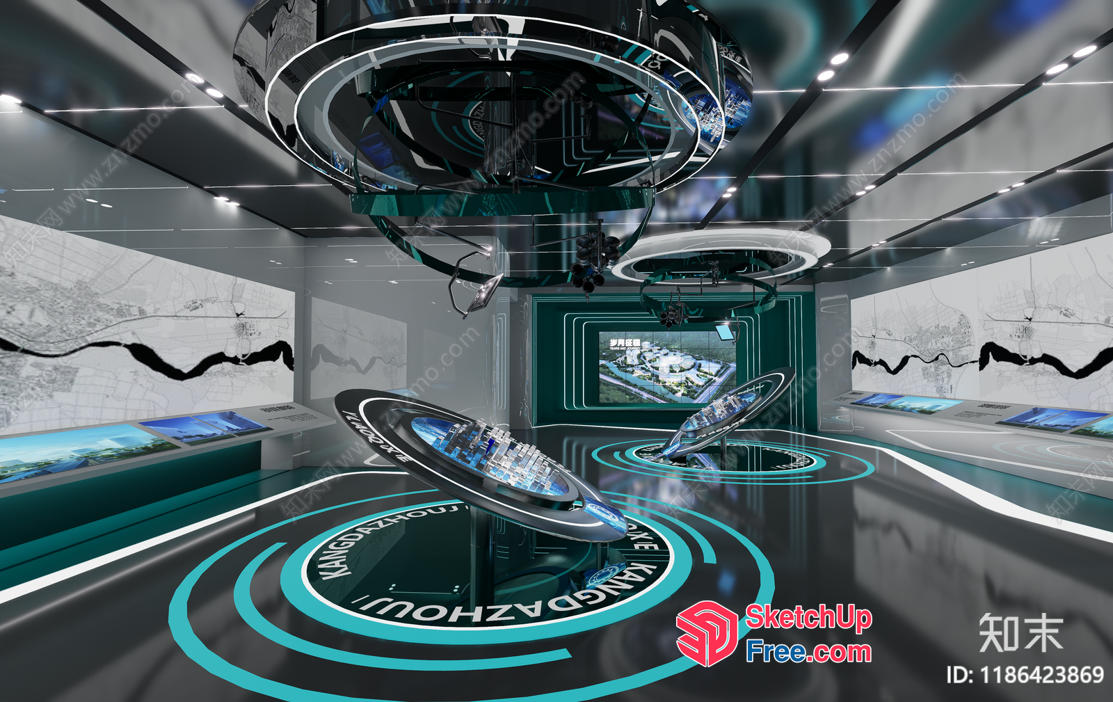 Futuristic Interior With Interactive Displays And Modern Technology 3D SketchUp File