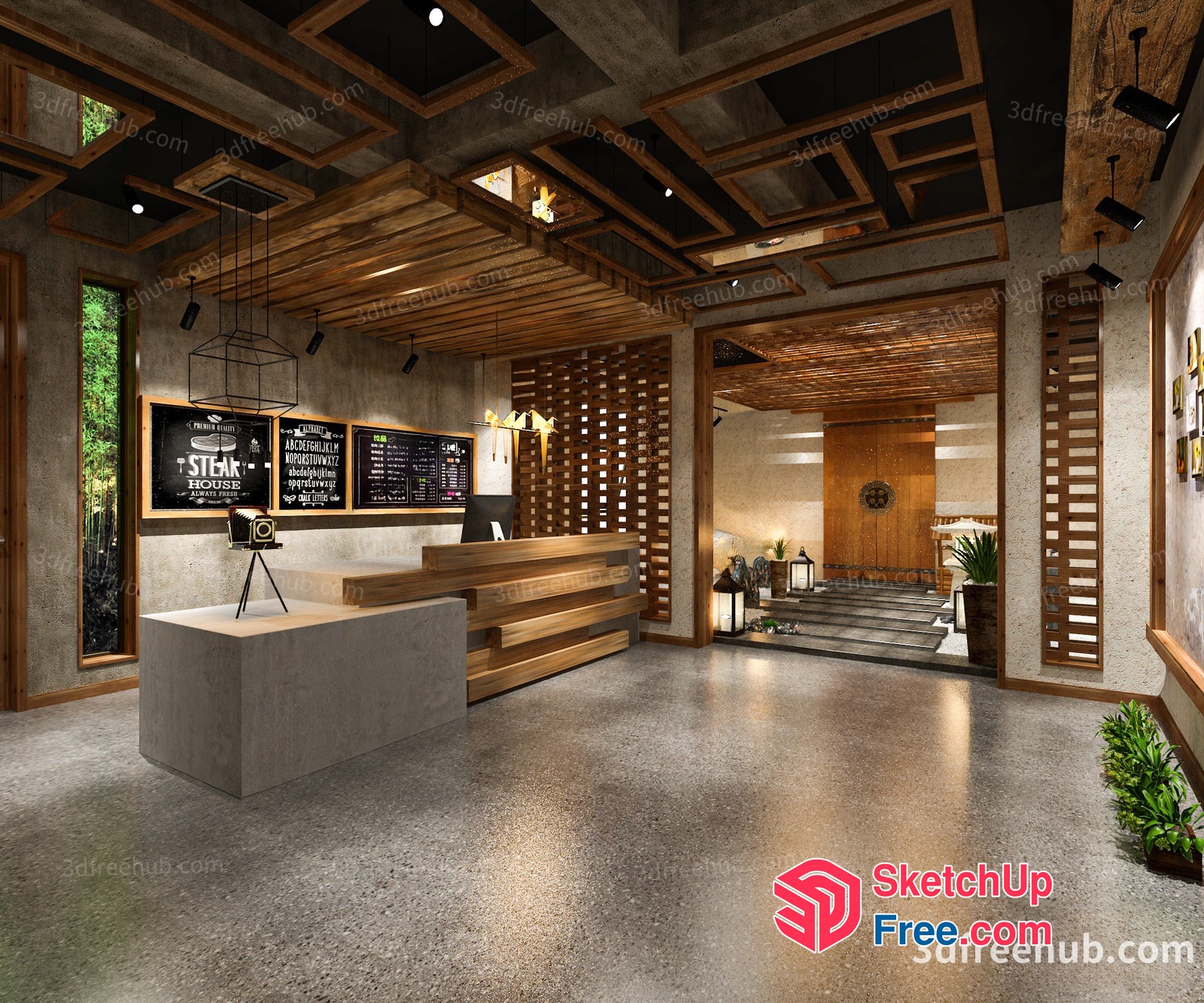 Modern Commercial Restaurant Interior Design 3D SketchUp File
