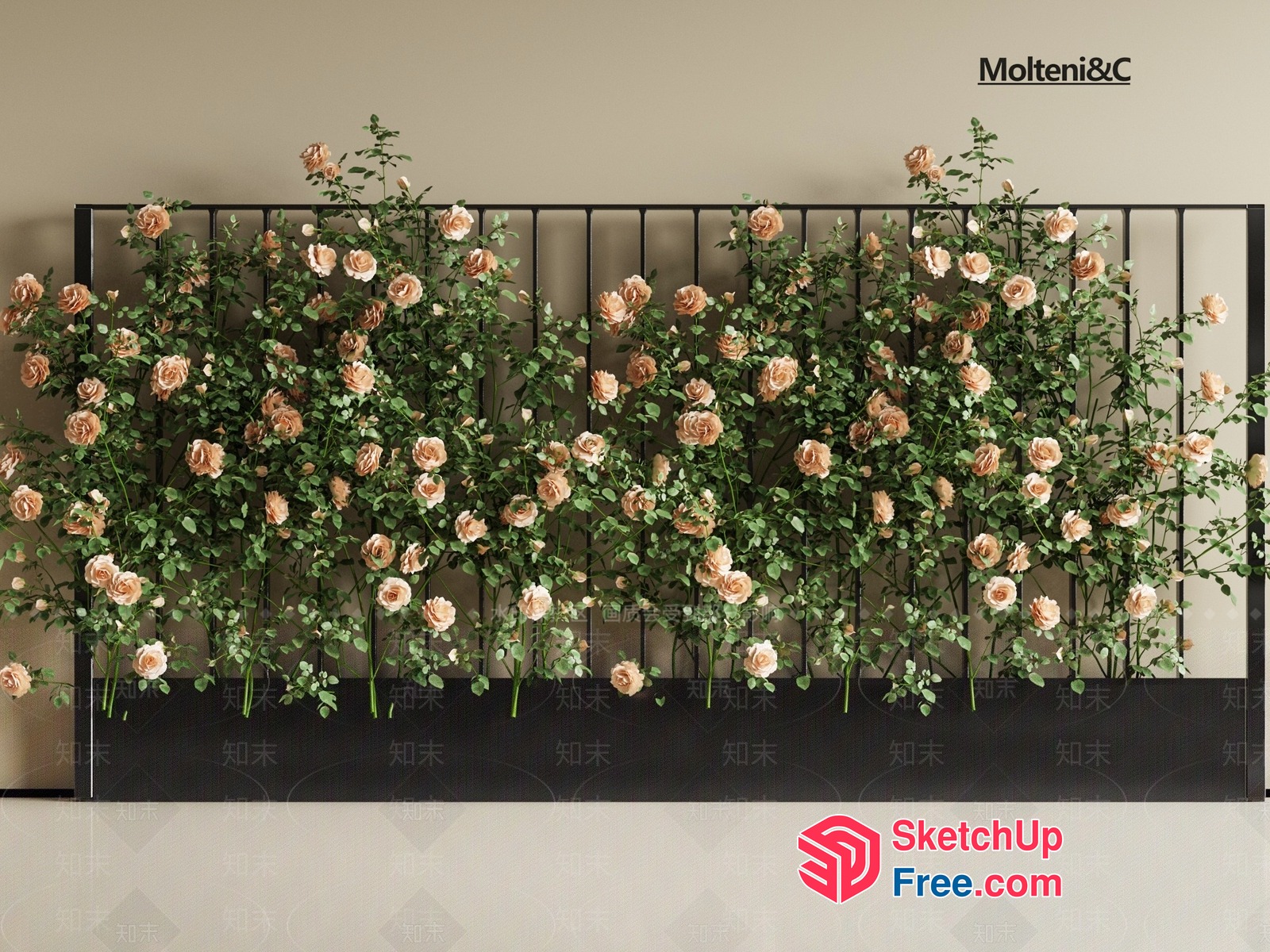 Elegant Railing With Floral Arrangement 3D SketchUp File